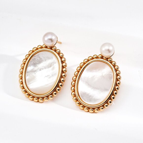 ✨ Artisan Original Design Vintage Mother of Pearl & Pearl Drop Earrings | S925 - Picture 1 of 4